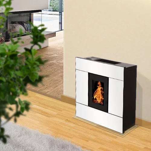 Estufa de pellets estanca EMAFLAM SYLA 9 kW Blanca