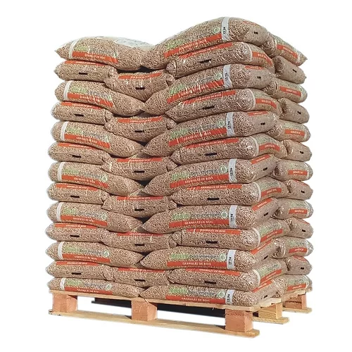 Molino de pellets para energía de madera – Palet con 65 sacos de 15 kg